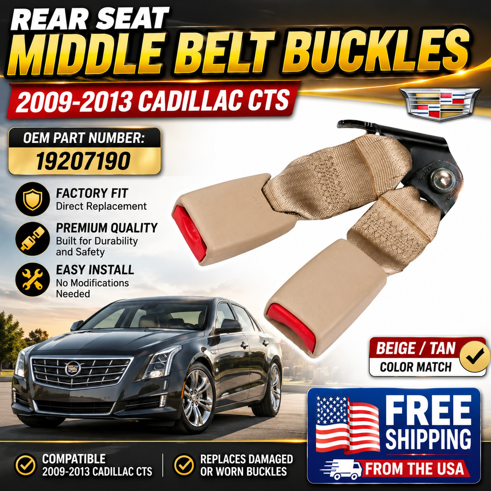 Rear Seat Middle Belt Buckles 2009-2013 Cadilllac CTS Beige Tan GM # 19207190